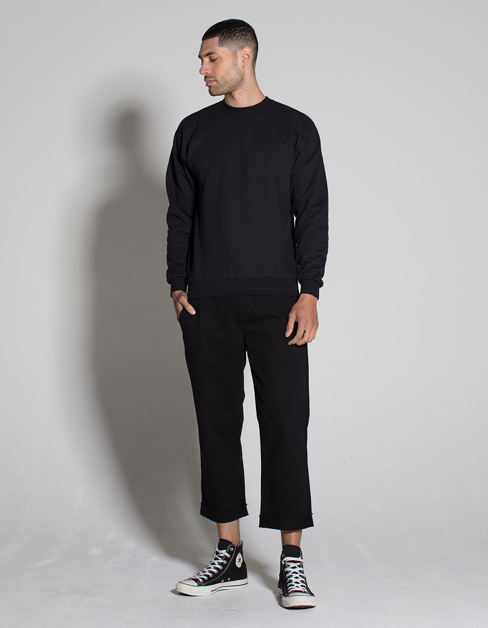 RSQ Straight Cropped Black Mens Chino Pants image number 1