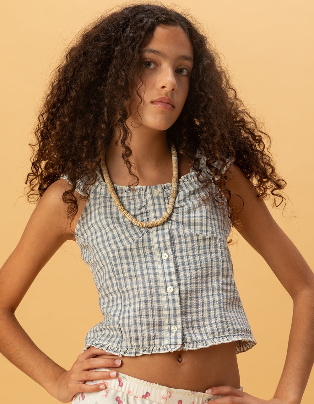 RSQ Girls Printed Button Front Top - BLUE COMBO