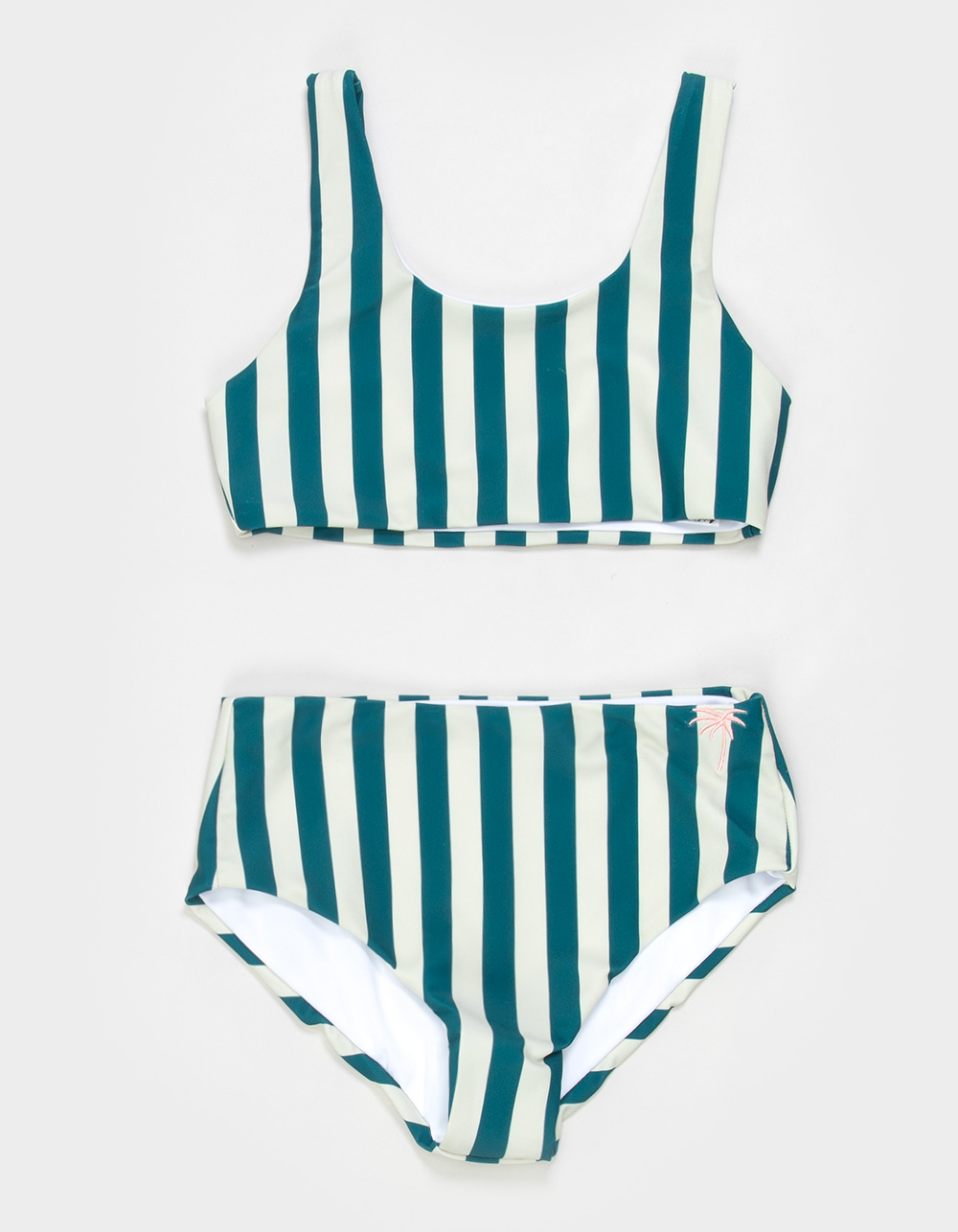 SEAESTA SURF Charleston Girls Bralette Bikini Set - GREEN/WHITE