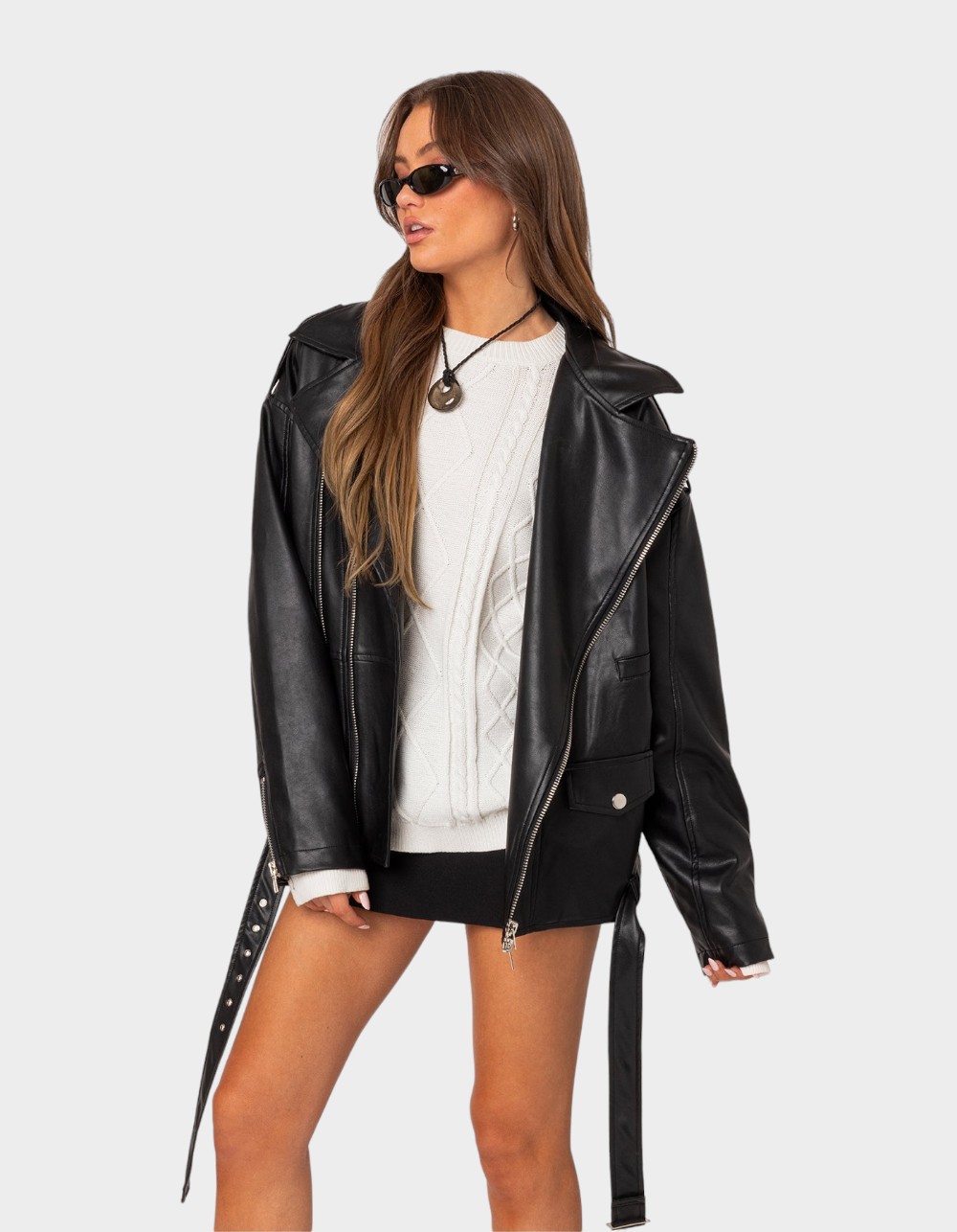 EDIKTED Wrenley Oversized Faux Leather Jacket