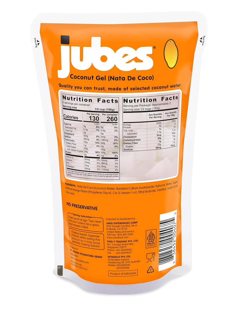 JUBES Mango Coconut Gel - MULTI