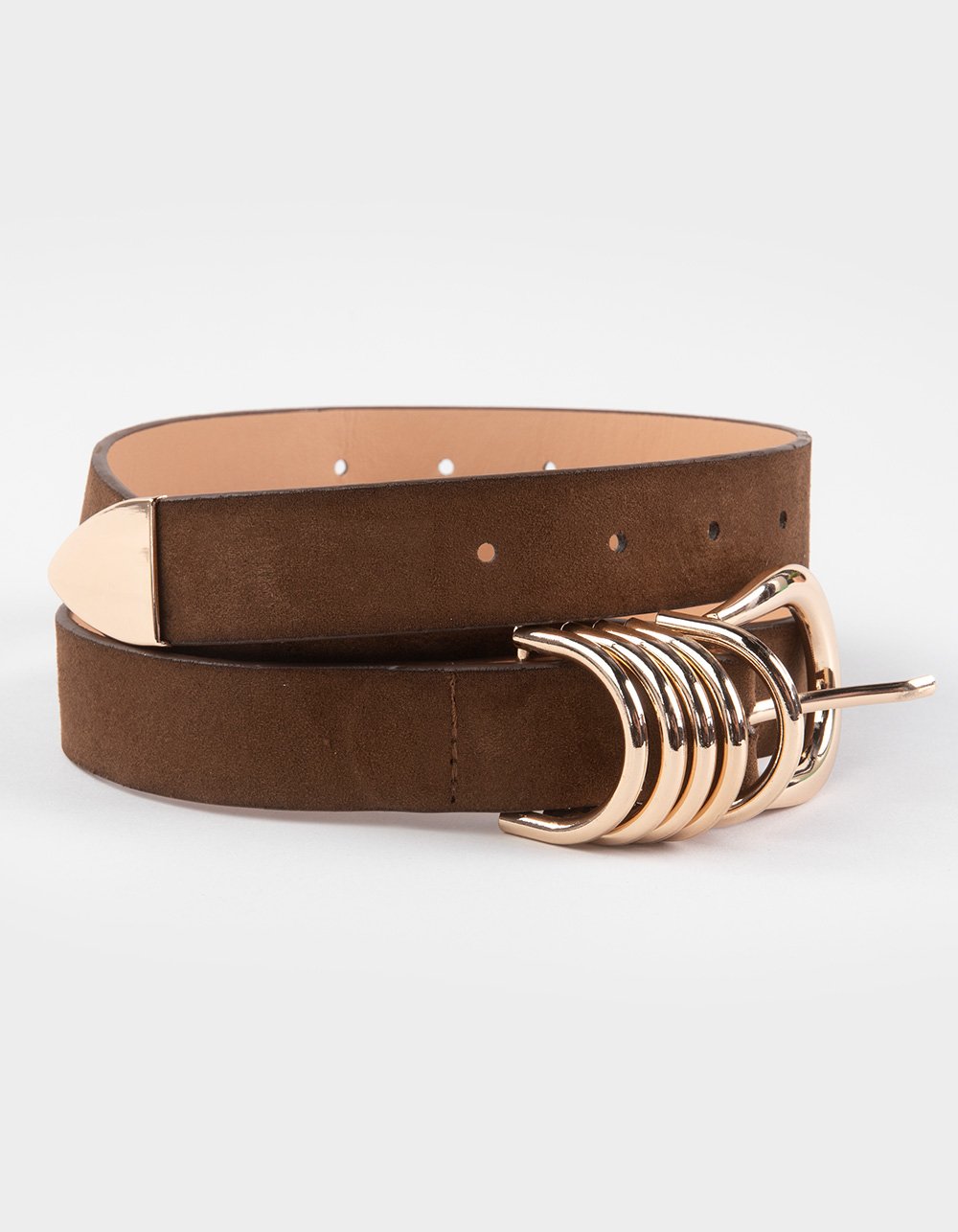 Rene Faux Suede Belt - DARK BROWN
