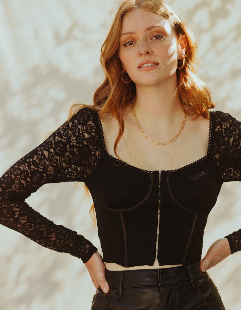 WEST OF MELROSE Womens Lace Corset Top - BLACK | Tillys
