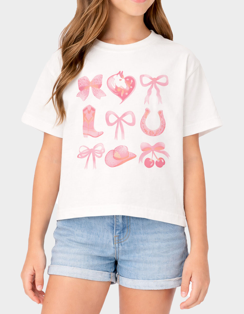 PRINCE PETER Western Bows Girls Tee - WHILE/MULTI