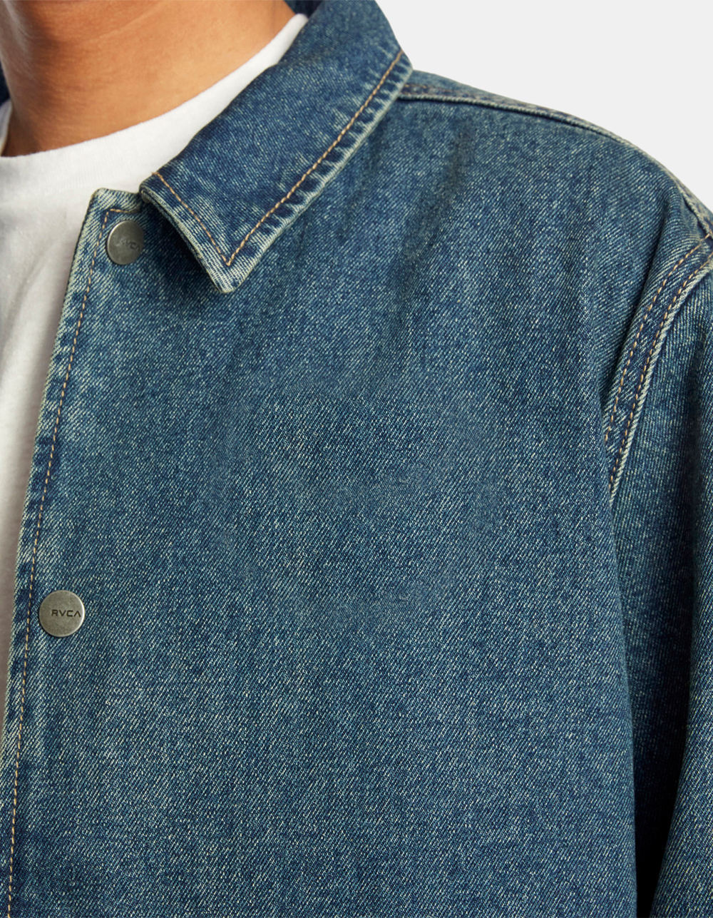 RVCA Everett Mens Denim Coaches Jacket BLUE Tillys
