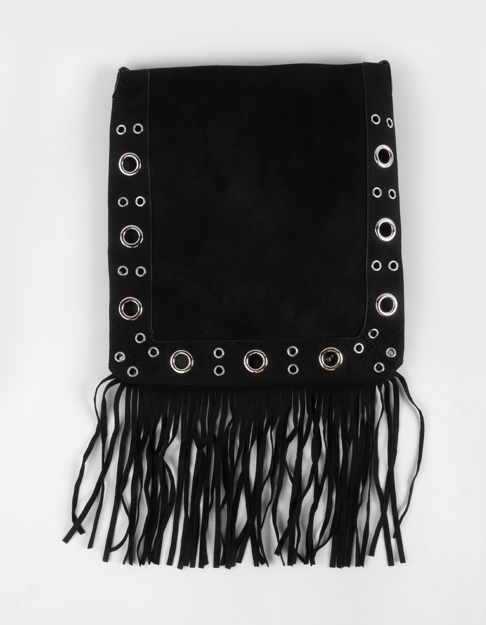 Ella Fringe Stud Crossbody Bag - BLACK
