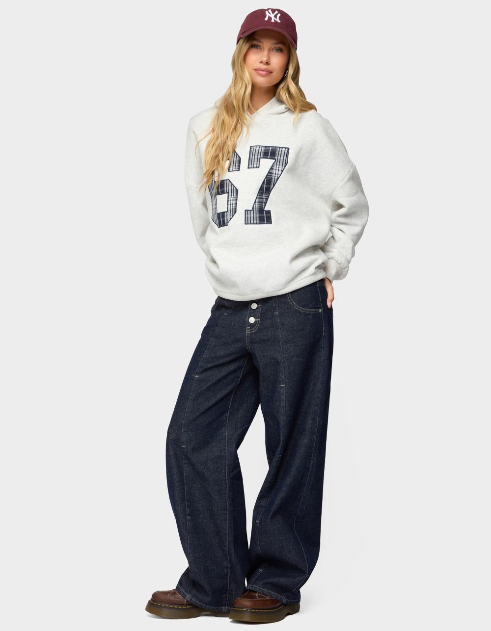 EDIKTED Gali Plaid 67 Oversized Hoodie - GRAY