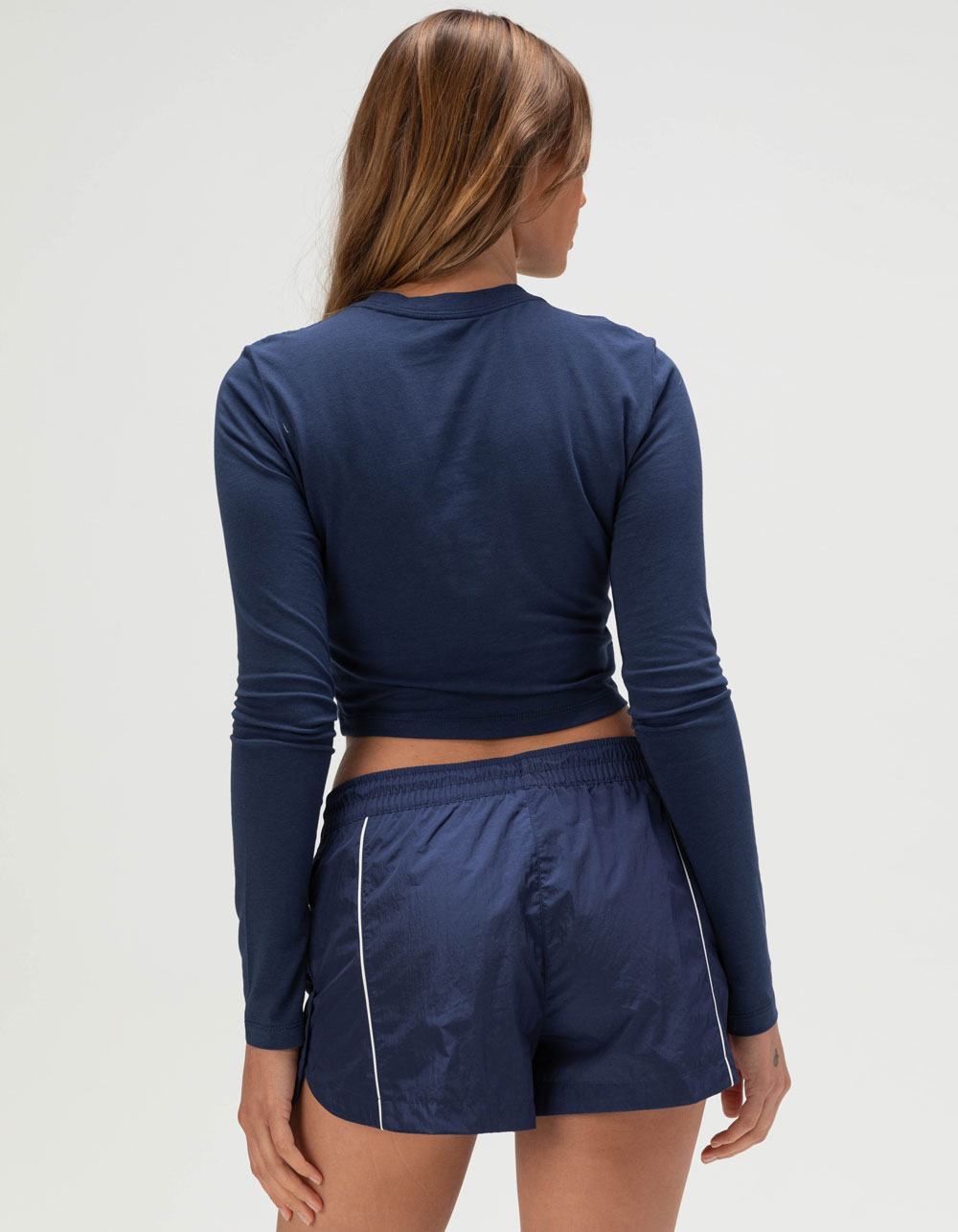 NIKE Sportswear Chill Knit Womens Long Sleeve Crop Tee - MIDNIGHT BLUE