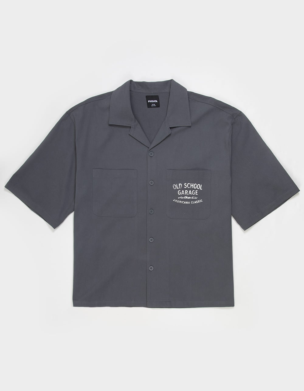 RSQ Mens Graphic Twill Button Up Shirt - DARK GRAY