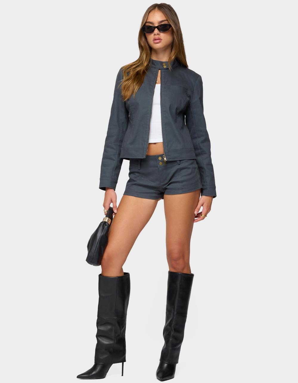 EDIKTED Kayra Micro Shorts - GRAY