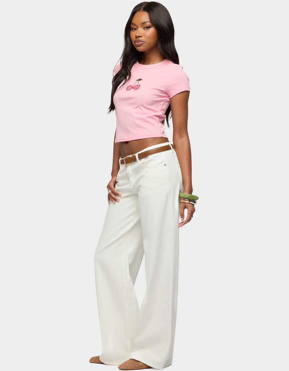 EDIKTED Cherry Crush Tee - LIGHT PINK