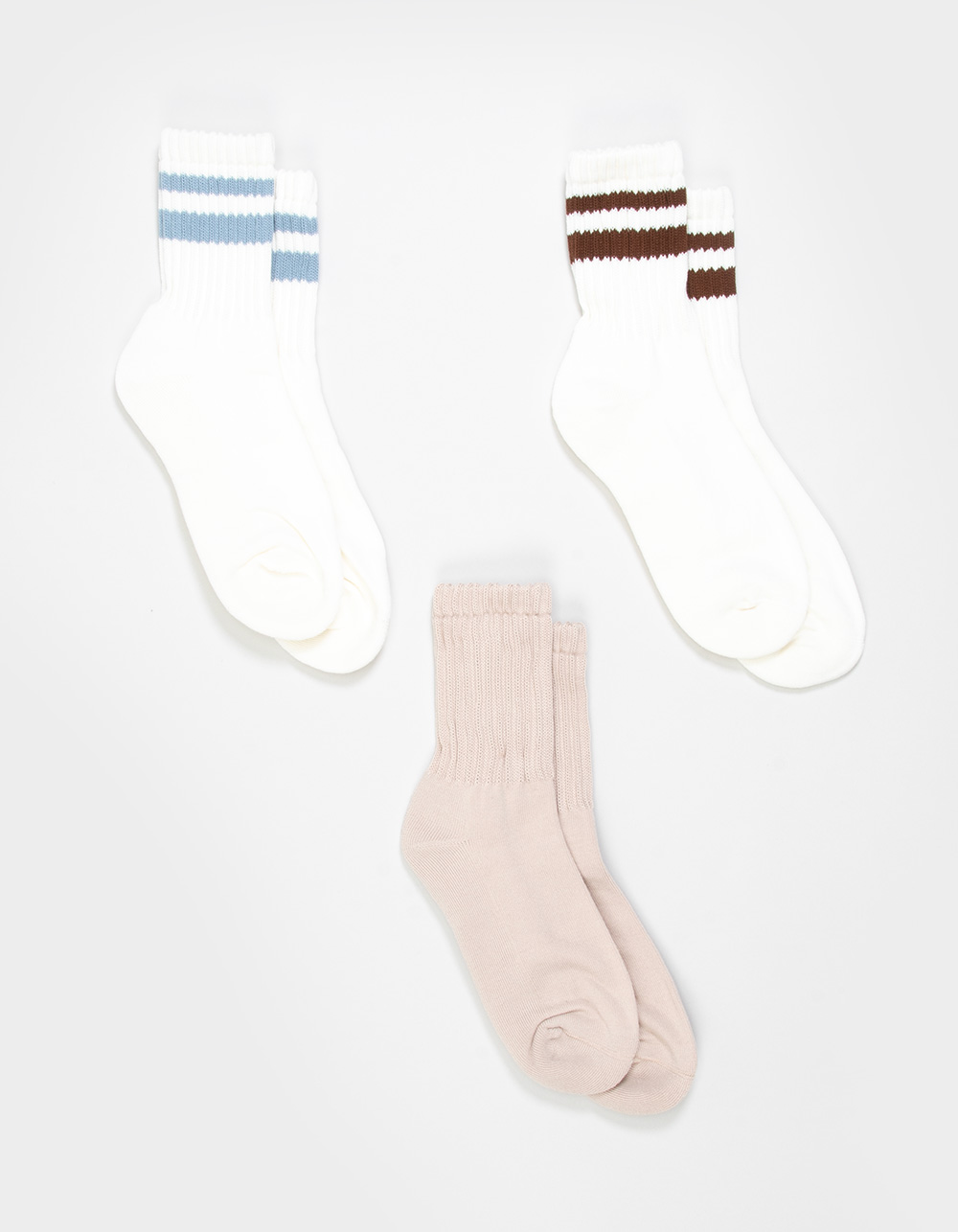FULL TILT 3 Pack Womens Stripe Slouchy Socks - MULTI