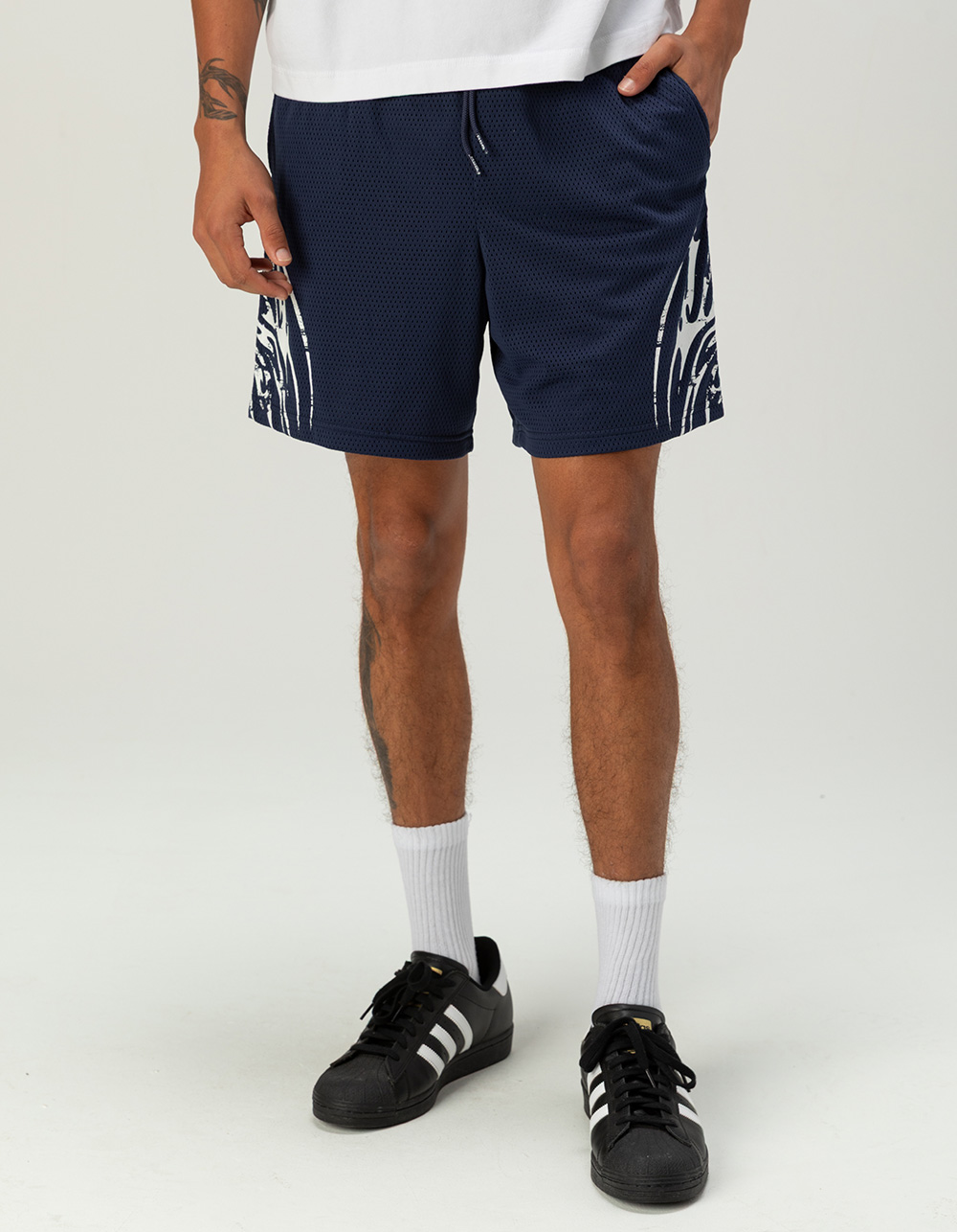 RSQ Mens 6" Mesh Shorts - NAVY/WHITE