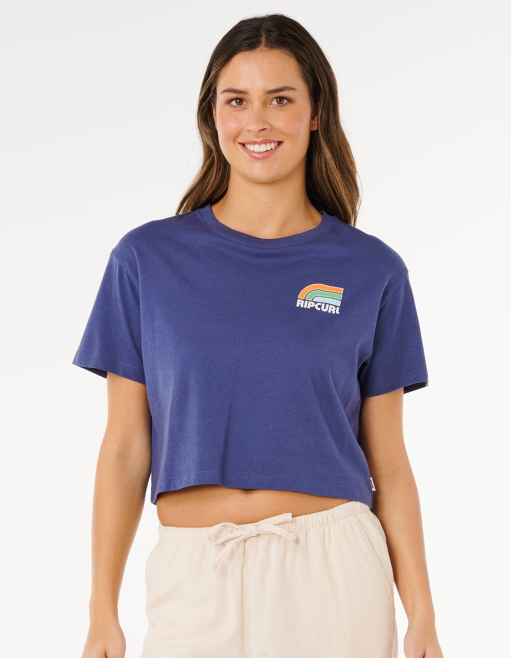 RIP CURL Surf Side Womens Crop Tee - NAVY