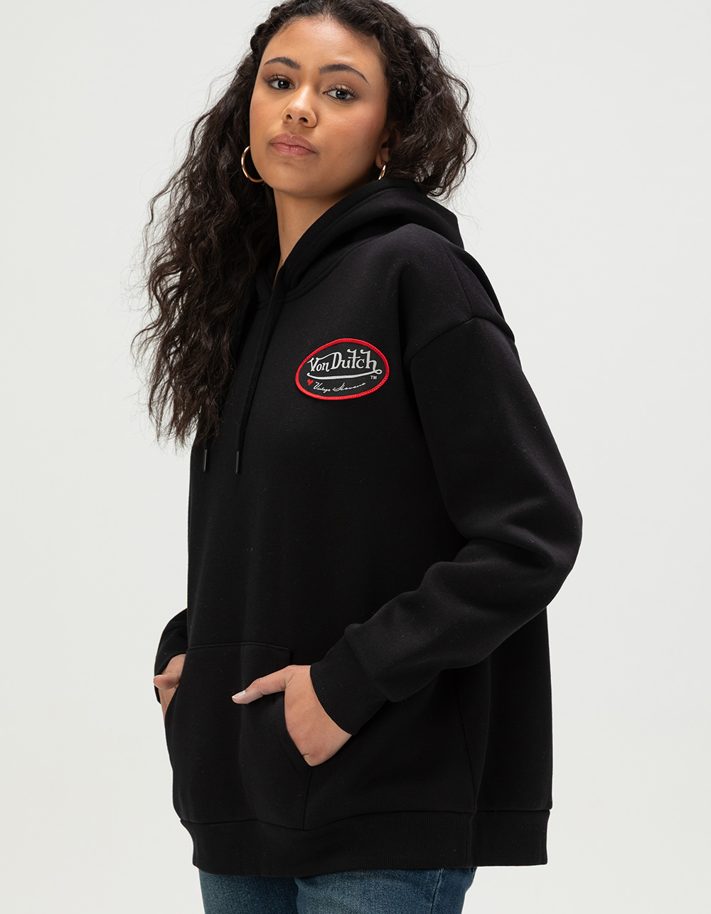 VINTAGE HAVANA x Von Dutch Print Womens Hoodie - BLACK | Arden Fair