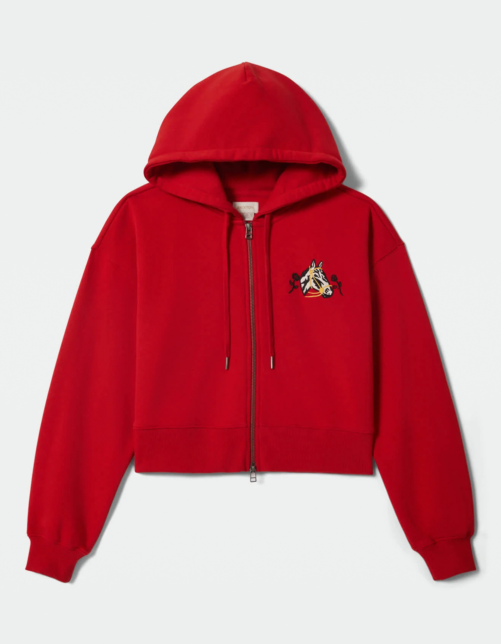 BRIXTON Trophy Horse Womens Cropped Zip-Up Hoodie - RED