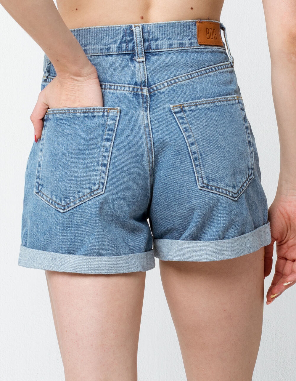 BDG Urban Outfitters Rolled Hem Womens Mom Shorts - DARK VINTAGE