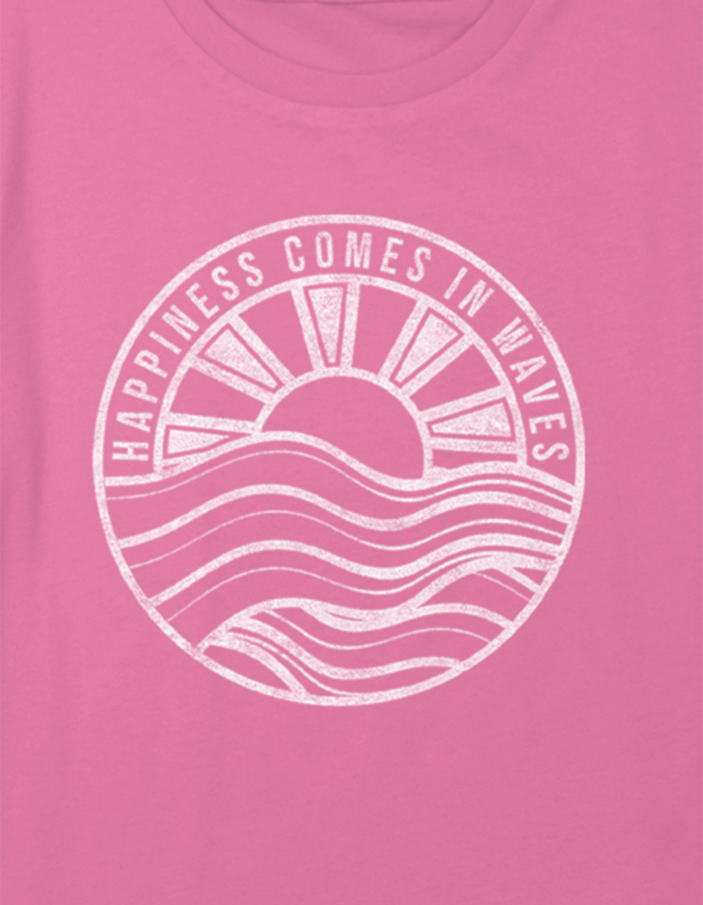 HAPPINESS Waves Girls Crop Tee - PINK