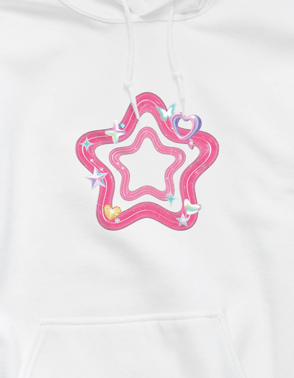 STAR Jelly Sparkle Unisex Hoodie - WHITE