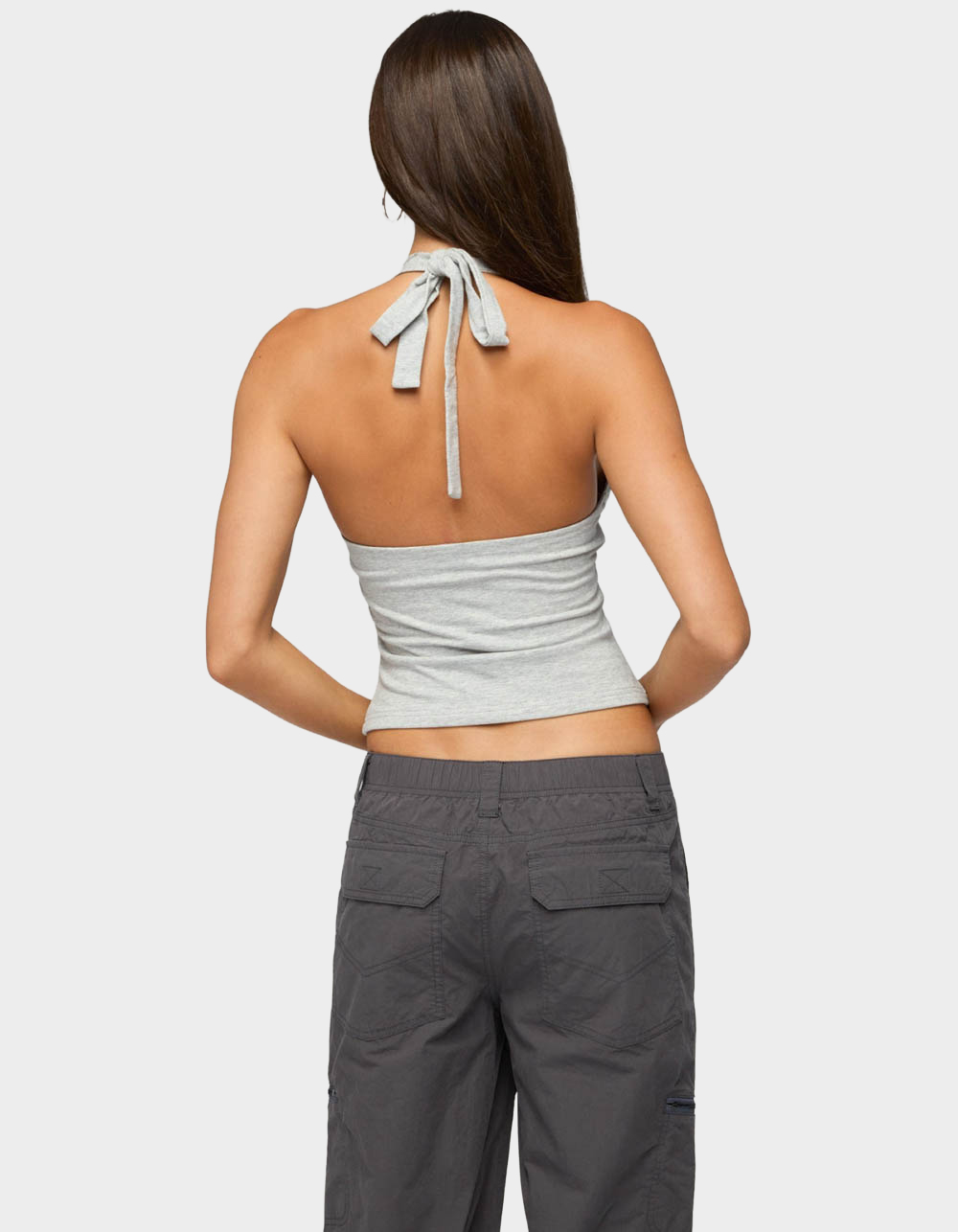 EDIKTED Bennet V-Neck Halter Top - GRAY