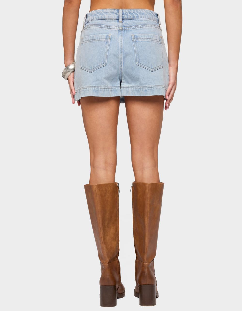 EDIKTED Shanice Denim Mini Skort - LIGHT BLUE