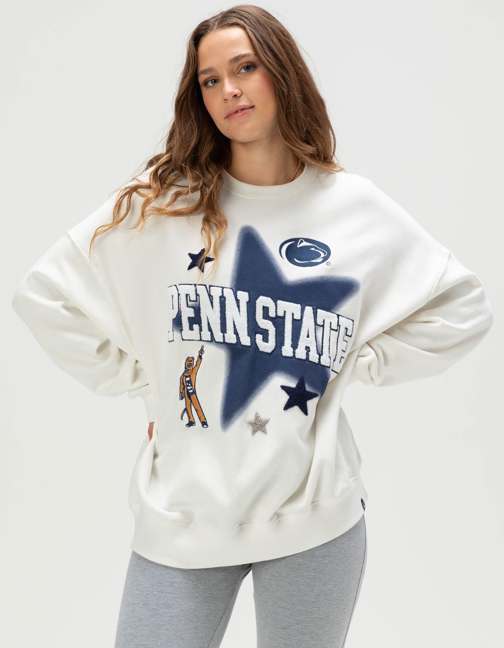 GAMEDAY SOCIAL Penn State University Womens Crewneck Sweatshirt - WHITE