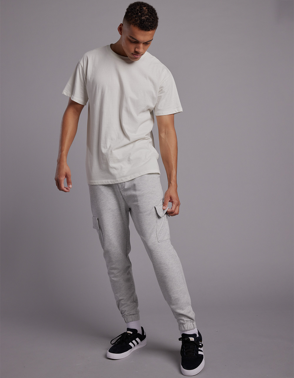 RSQ Mens Fleece Cargo Jogger Sweatpants - LIGHT GRAY