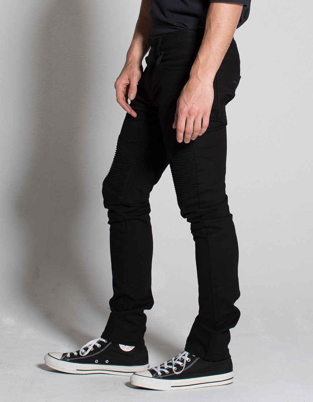 RSQ Seattle Moto Black Mens Skinny Taper Jeans image number 2