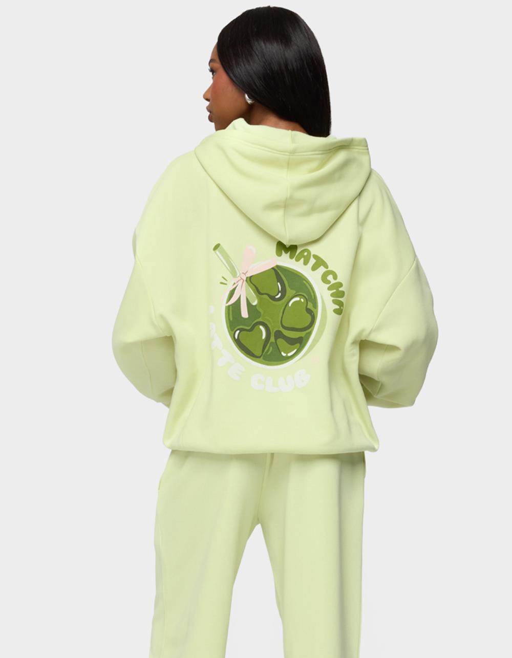 EDIKTED Matcha Lover Oversized Hoodie - GREEN