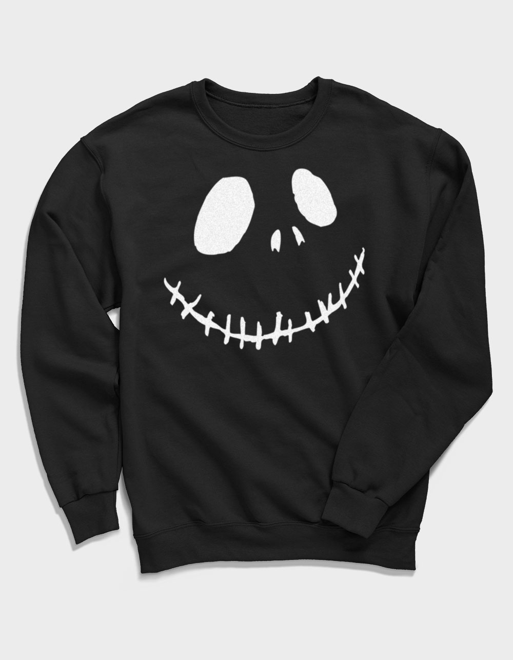 THE NIGHTMARE BEFORE CHRISTMAS Jack Face Outline Unisex Crewneck Sweatshirt - BLACK