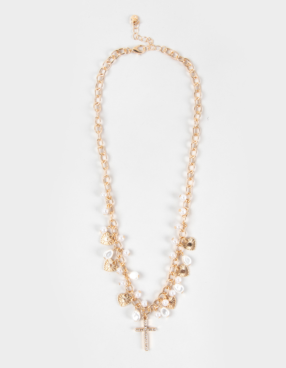 FULL TILT Cross Faux Pearl Charm Necklace - GOLD