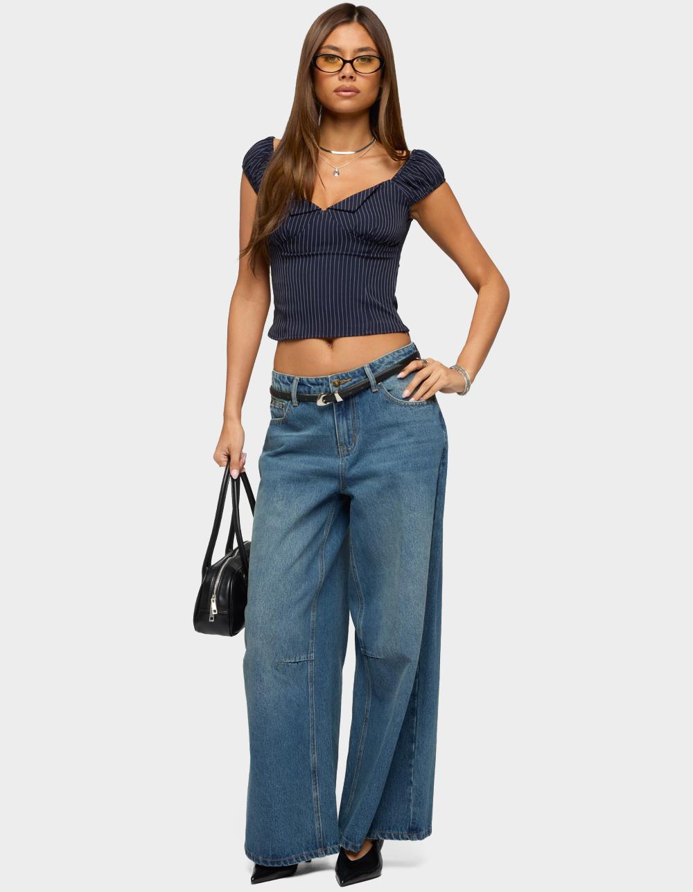 EDIKTED Skater Girl Washed Low Rise Baggy Jeans