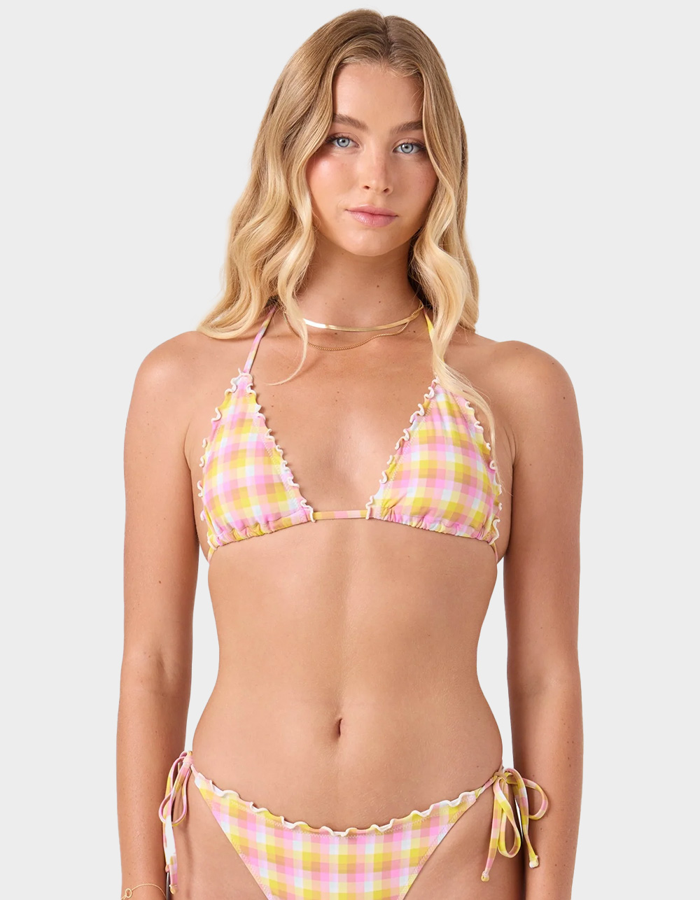 ROXY Check Me Out Mini Tiki Triangle Bikini Top - MULTI