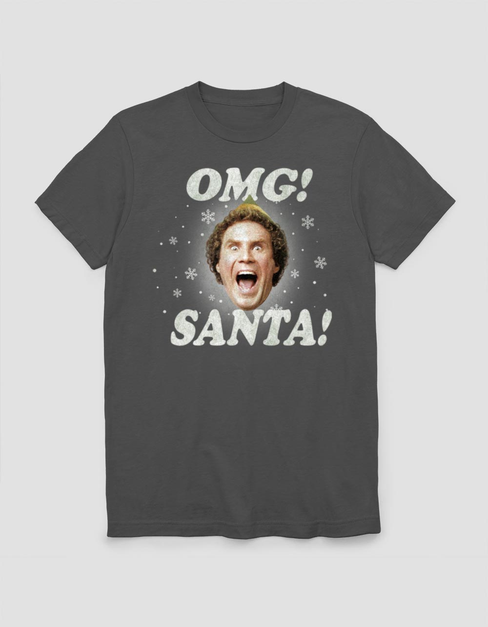 ELF OMG Santa Snowflakes Unisex Holiday Tee - CHARCOAL