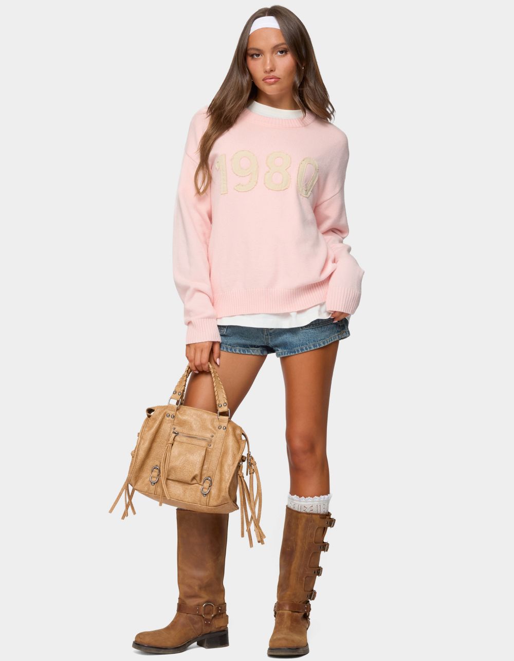 EDIKTED 1980 Oversized Knit Sweater - LIGHT PINK