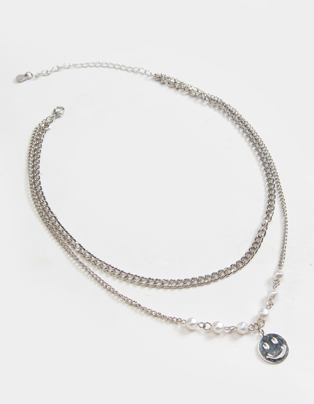 FULL TILT Layered Pearl And Happy Chain Necklace - SILVER | Tillys