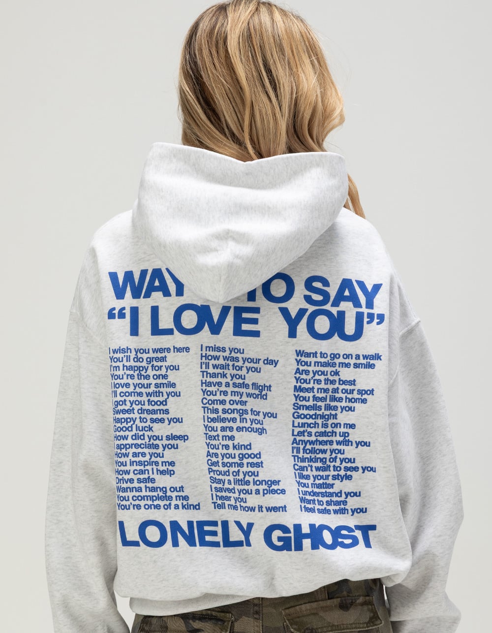 LONELY GHOST Ways To Say I Love You Womens Hoodie - HEATHER GRAY