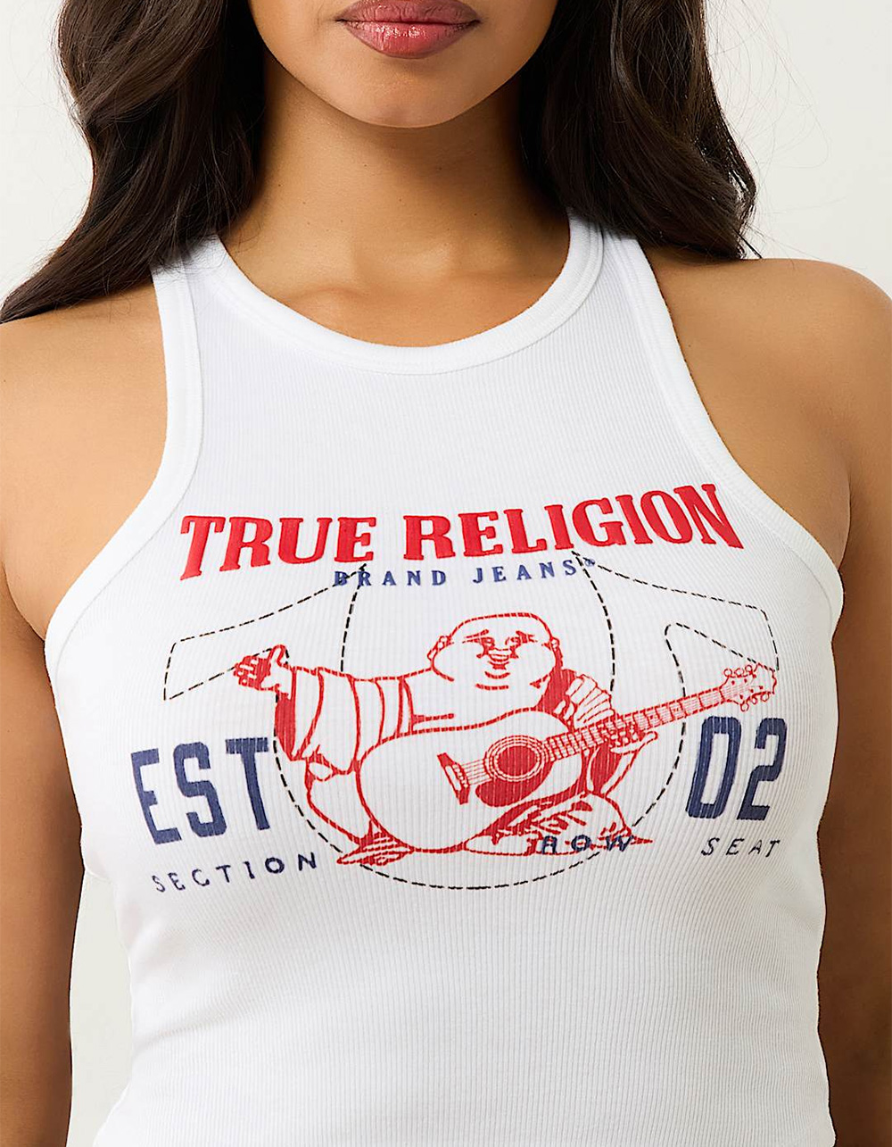 TRUE RELIGION Ribbed Buddha Logo Womens Tank Top