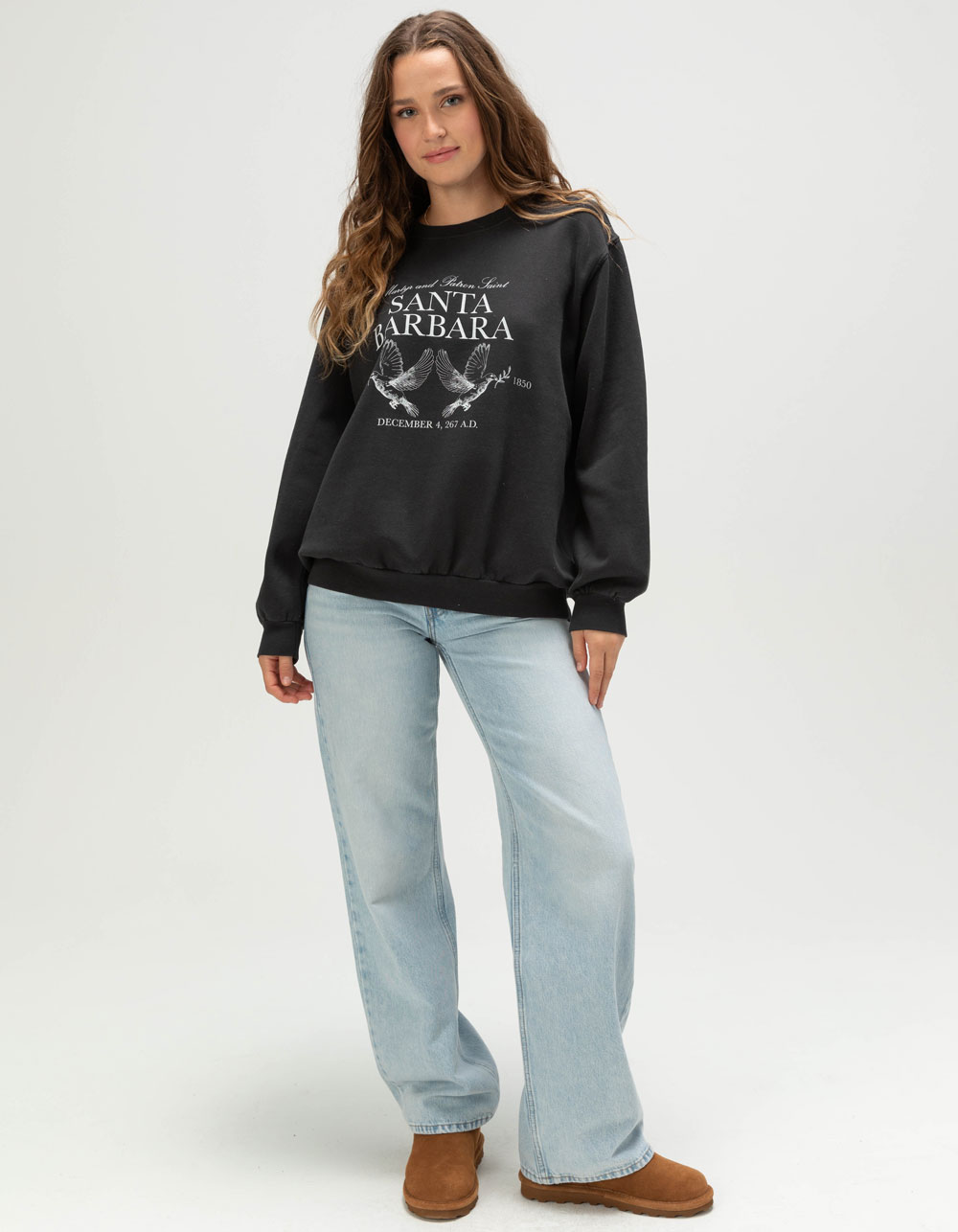 NECTAR CLOTHING Santa Barbara Womens Crewneck Sweatshirt - BLACK