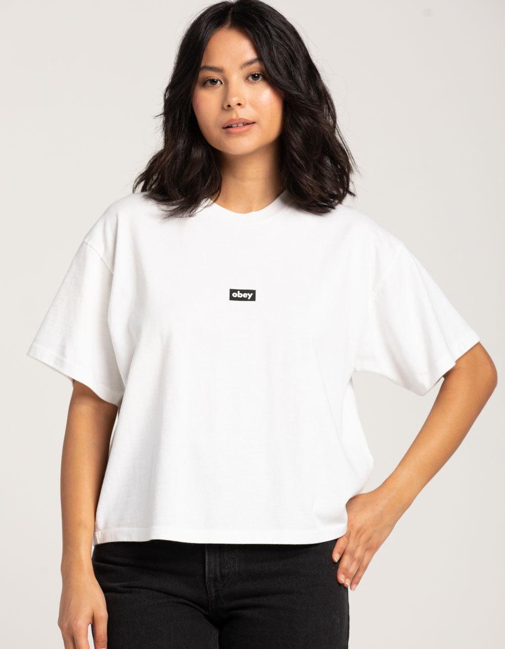 OBEY Tag Womens Crop Tee - WHITE | Tillys