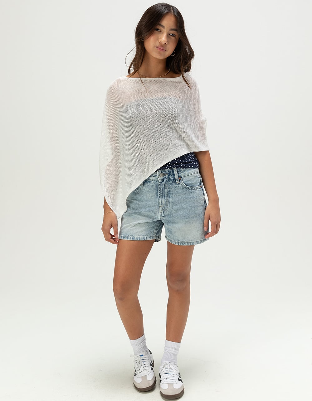 FULL TILT Girls Crop Poncho - CREAM