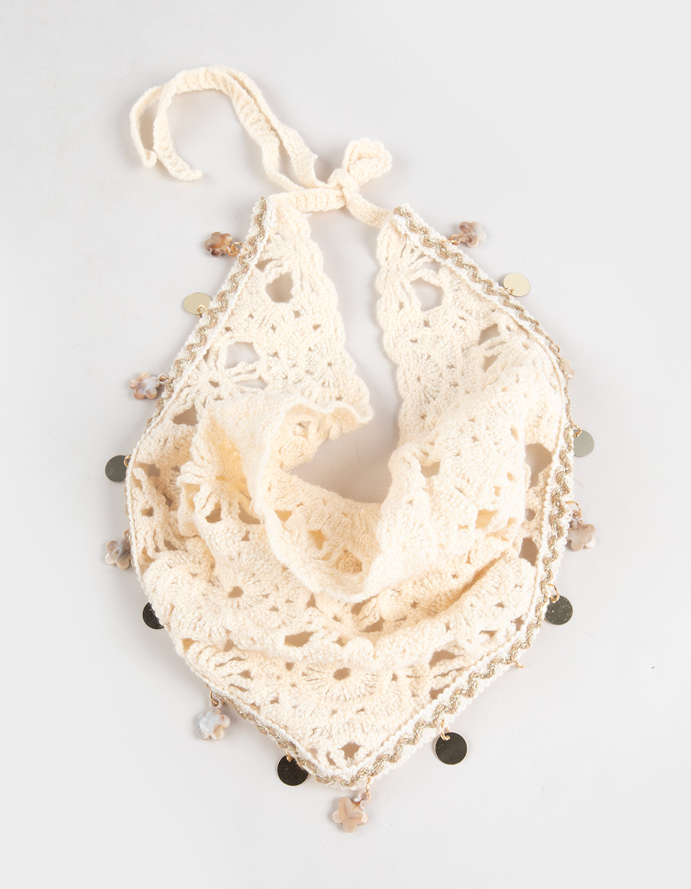 FULL TILT Crochet Floral Charm Headscarf - CREAM