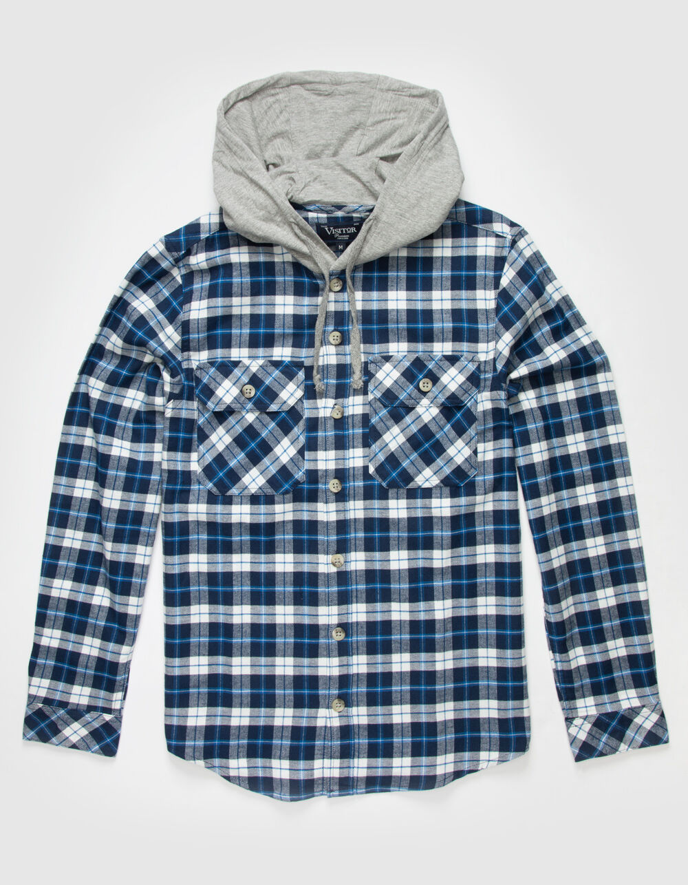 VSTR Hooded Mens Navy Flannel Shirt 