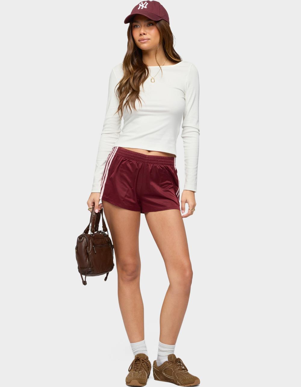 EDIKTED Nikki Nylon Shorts - DK RED