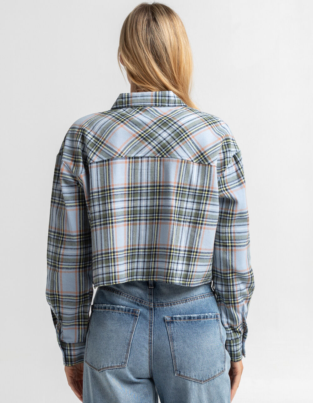 RSQ Womens Jewel Tone Plaid Crop 