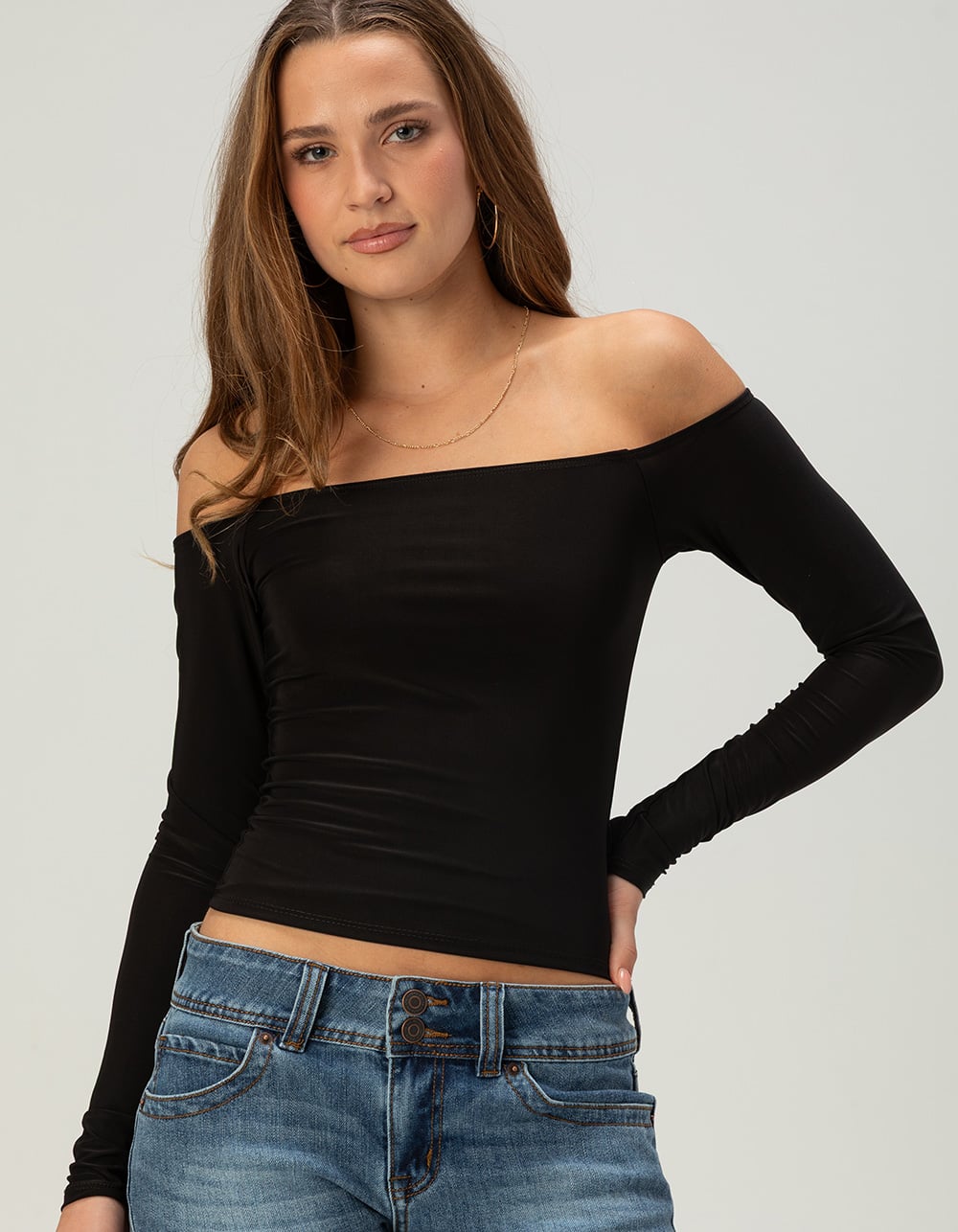 TILLYS Butter Soft Off The Shoulder Womens Long Sleeve Top