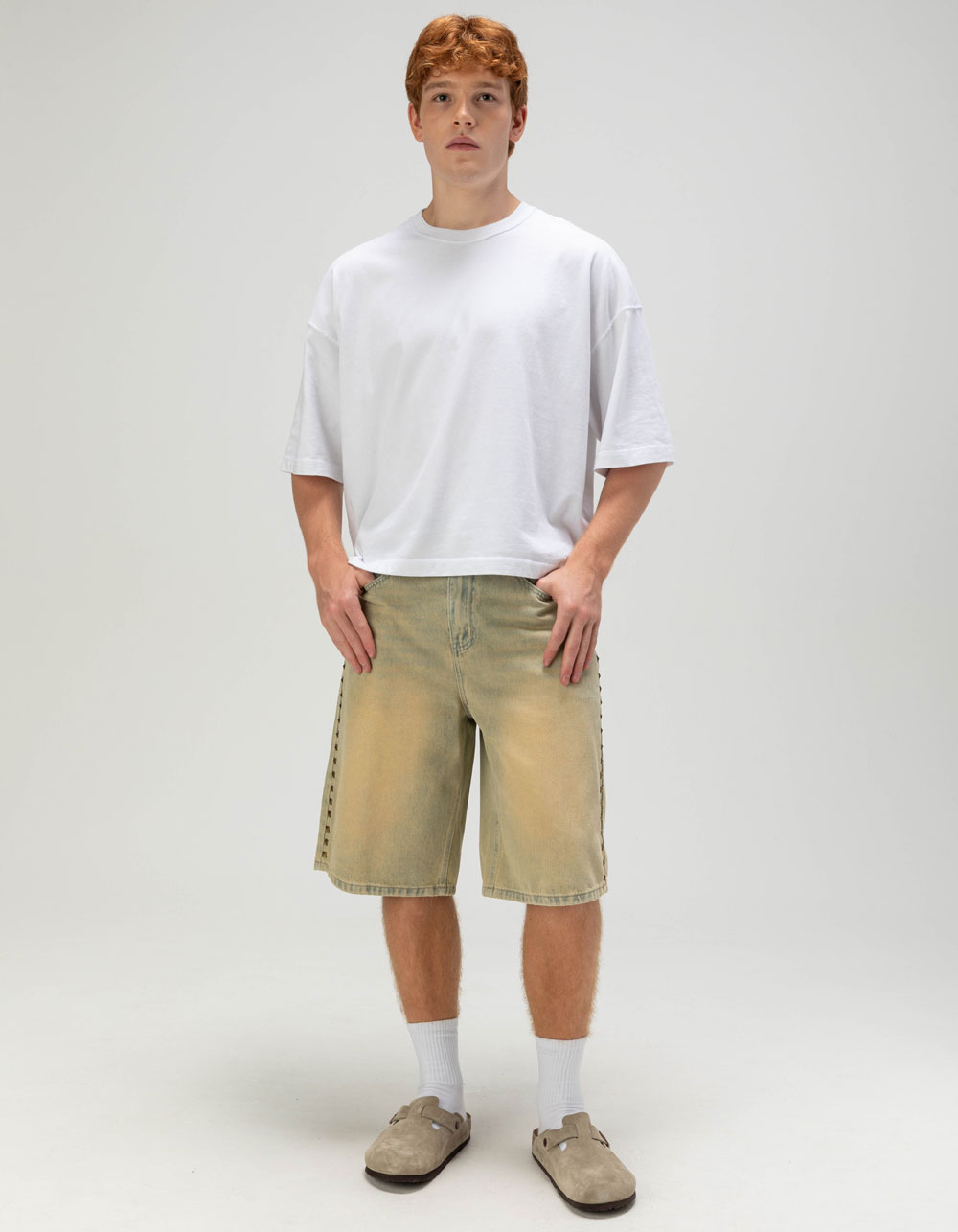 RSQ Mens Baggy Studded Jorts - BLAST INDIGO