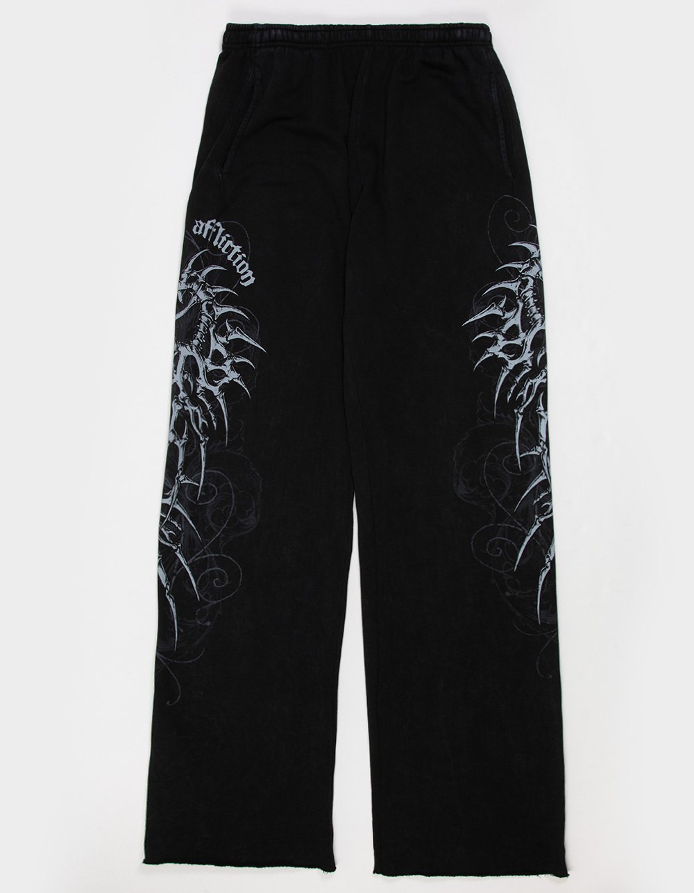 AFFLICTION Skeleton Mens Wide Leg Sweatpants - BLACK