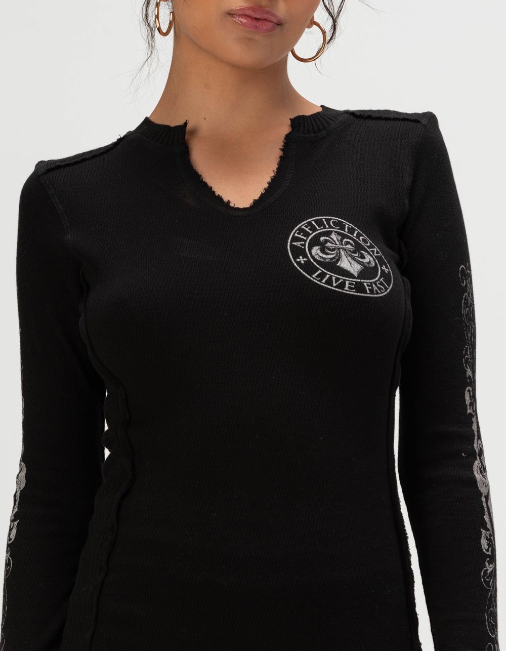 AFFLICTION Simulation Womens Thermal - BLACK
