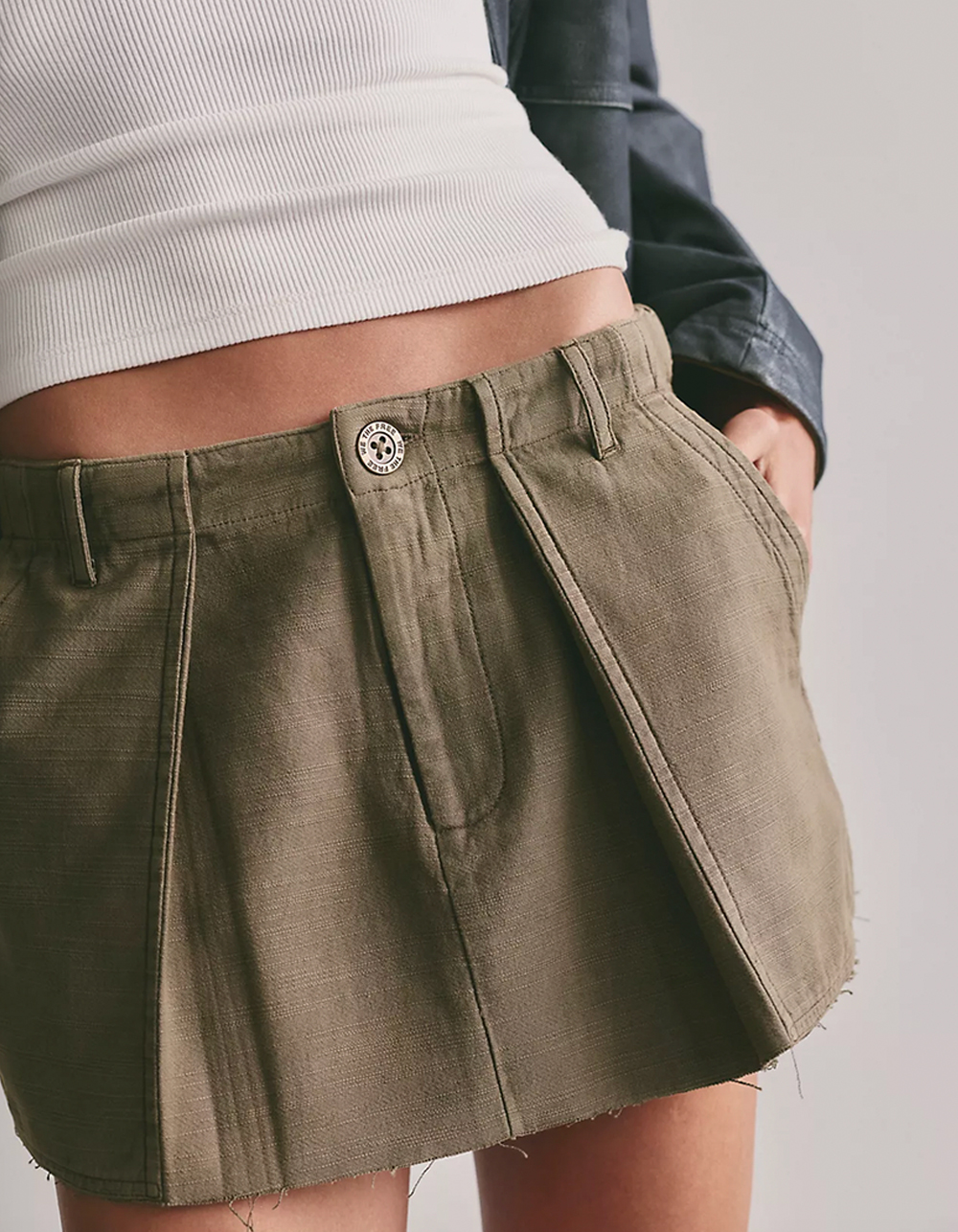 FREE PEOPLE Riverfront Surplus Womens Mini Skirt - OLIVE